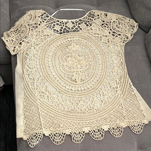 Miss Me Lace Detail Cream Blouse used good condition - Picture 5 of 7